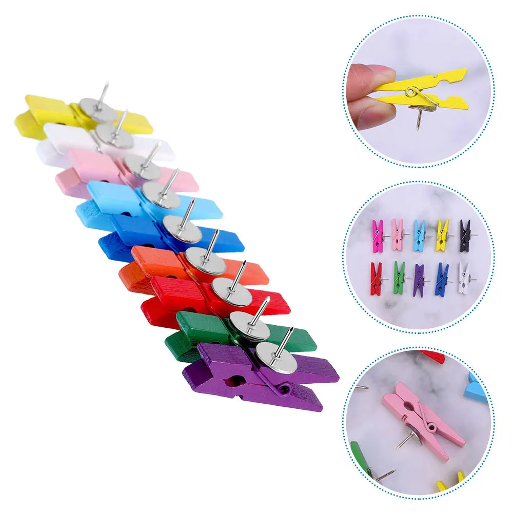 

50Pcs Wooden Thumbtacks Decorative Clips Push Pins for Bulletin Board Photo Notes Map Crafts Office Home Wooden Thumbtacks