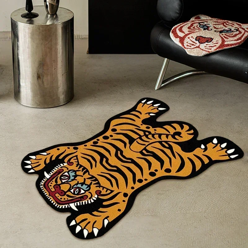 

Bedroom Carpet Anti-slip Dirt-resistant Wear-resistant Living Room Rugs Tiger Interesting Pattern Home Decoration Floor Mat 양탄자