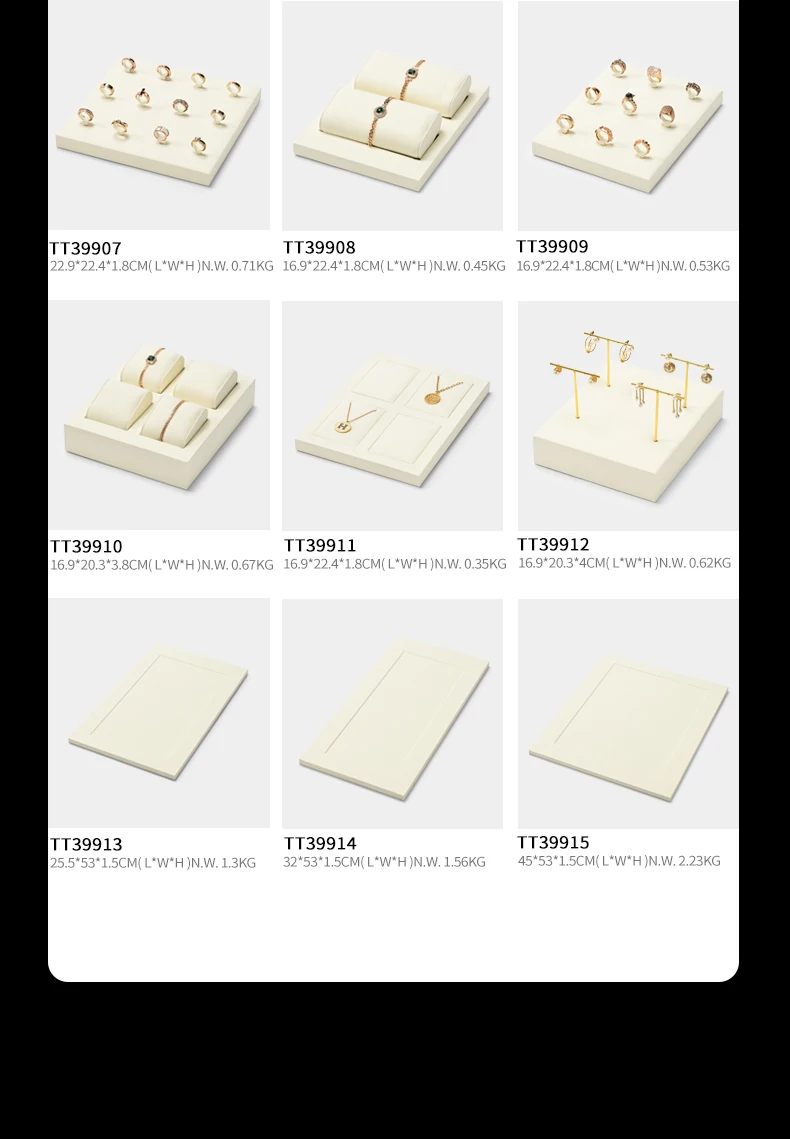 Oirlv Beige Schmuck-Präsentationstablett für Ringe, Ohrringe, Halsketten, Anhänger, Armbänder, Mikrofaser-Schmuck-Organizer für Ladentheken – Detail 7