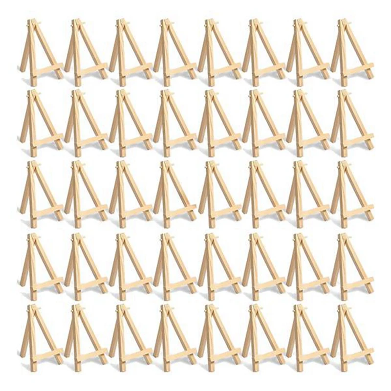 

60 Pieces Mini Wooden Easel Display Photos Small Canvases Classroom DIY Arts And Crafts 8X15cm