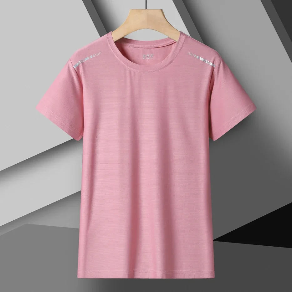 レディース反射ランニングTシャツ - 夏用高弾性通気性速乾アイスシルクスポーツトップ、クールな半袖アクティブTシャツ