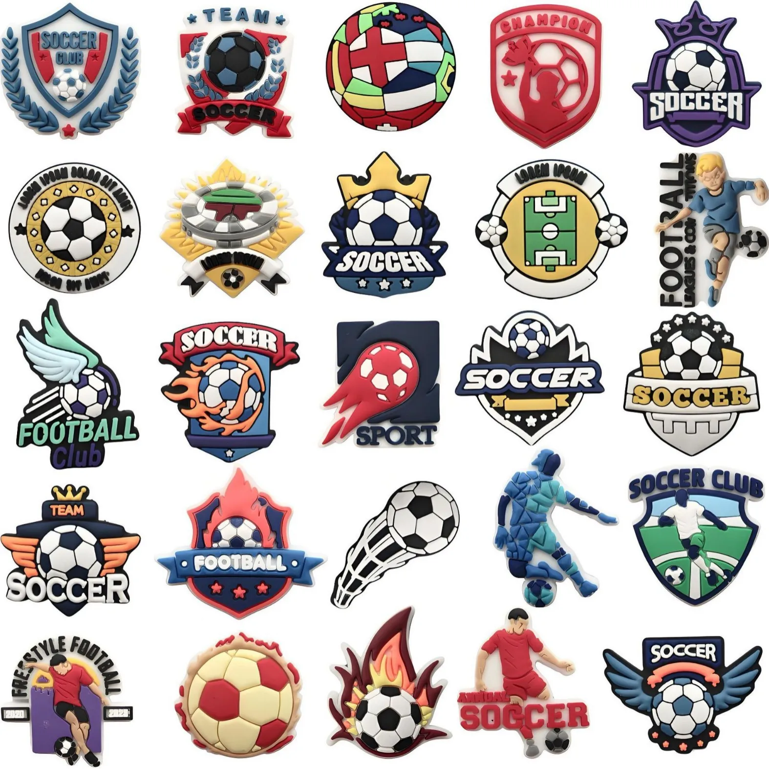 

25pcs Unique Design Cartoon FIFA World Cup DIY accessories PVC Praise Shoe charmas clow for clogs Slides Gift Idea Easy to ins