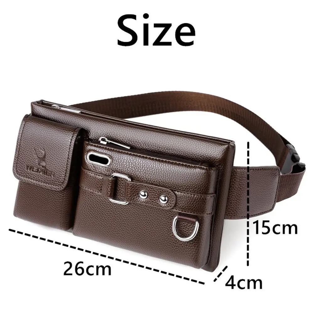 Brand Men\'s Waist Bag Leather Male Fanny Pack New Male Shoulder Chest Bags for Phone Travel Man Belt Pouch Murse Banana Bum Bag