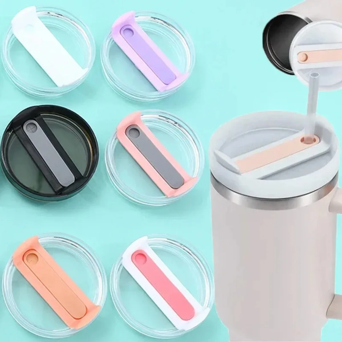 

40 Oz for Stanley Thermal Water Bottle Cover Coffee Cups Flip Straw Cap Replacement Spill Proof Mugs Tumbler Lid Accessories