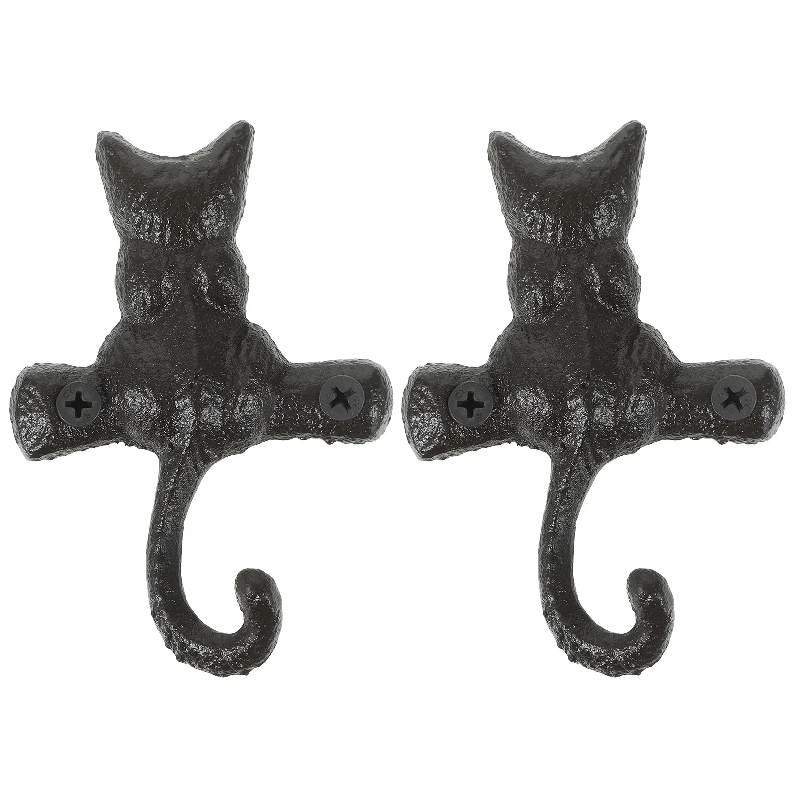 

2pcs Retro Cat Wall Hooks Iron Key Holder Coat Rack Bathroom Kitchen Space Saving Home Decor Storage