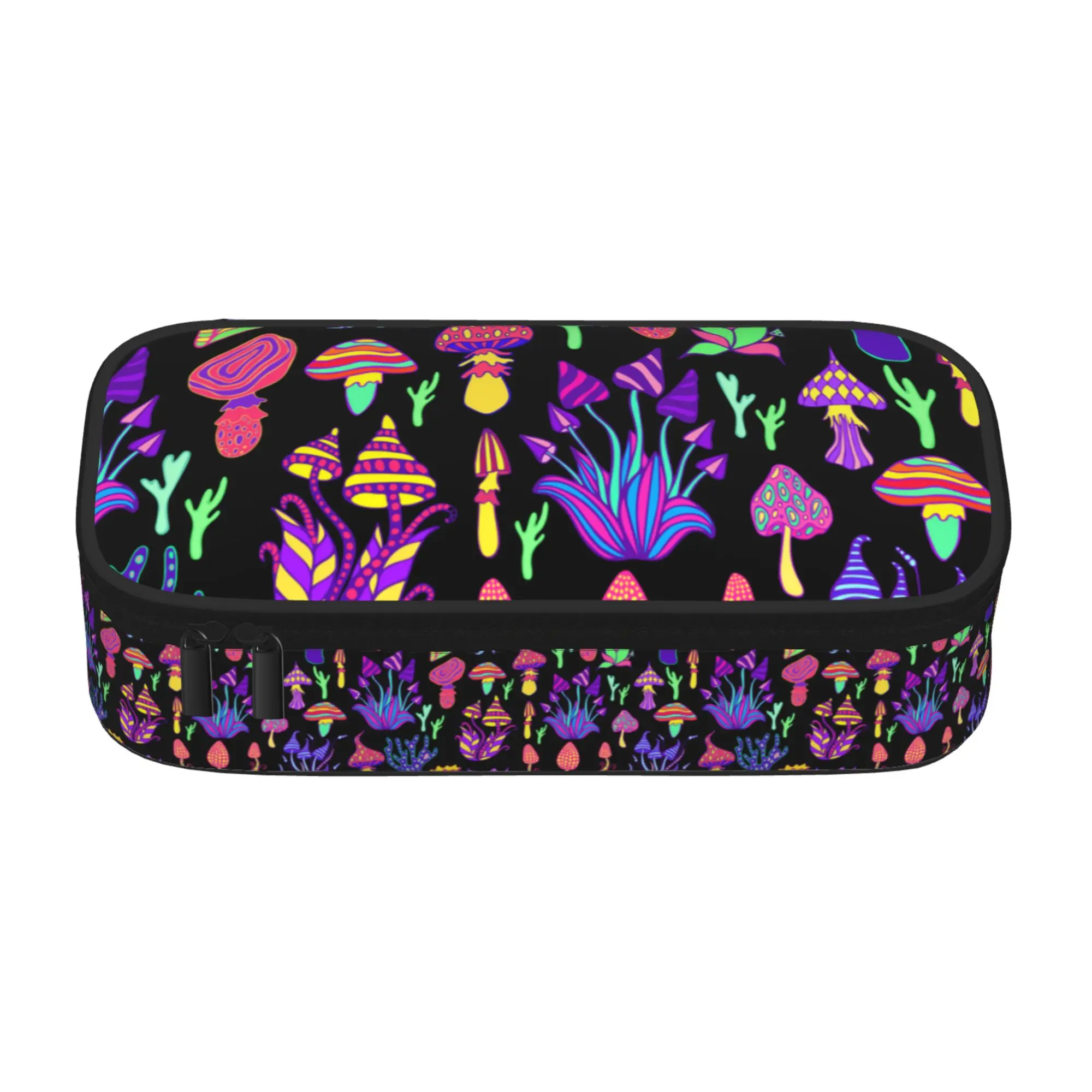 Trippy Shrooms Pencil Bag Psychedelic Magic Mushrooms Large Capacity Stationery Storage Bag School Student Girls Boys Pencil Box