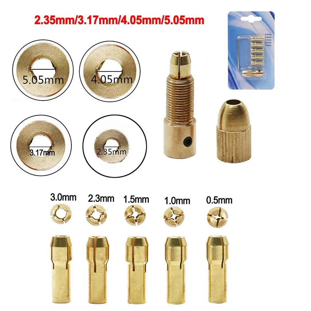 Mini Drill Chucks Adapte 7Pcs/set 0.5-3mm For Small Electric Drill Bit/hand Drill Collet Micro-Twist Chuck Tools Kit Woodworking