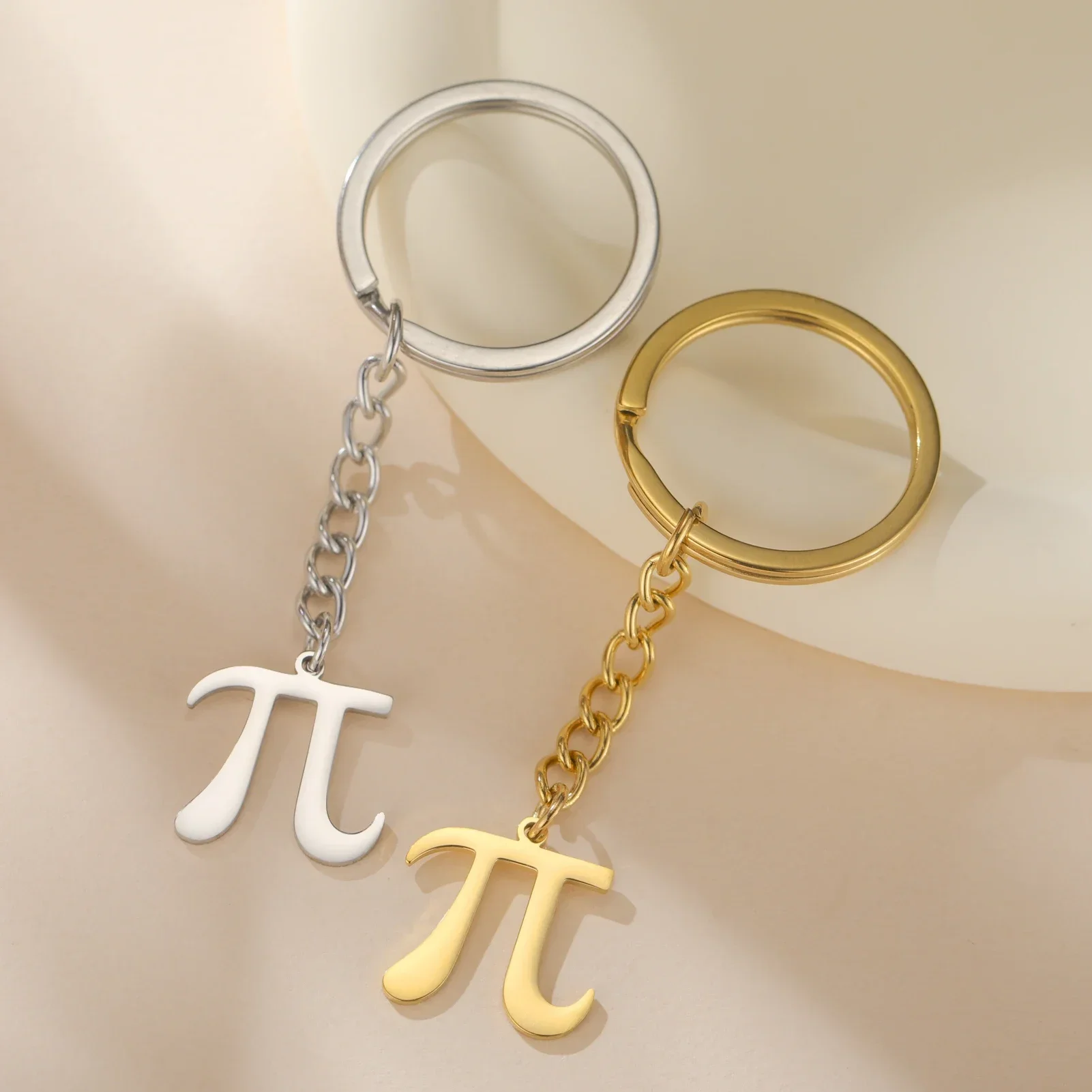 Pi Keychain Stainless Steel Metal Math Symbol Gift For Teacher Student STEM Lover Science Geek Graduation Present