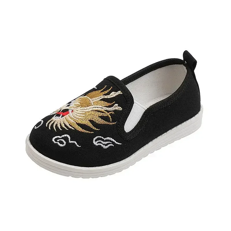 Fashionable Dragon Embroidered Cotton Shoes for Children Boys Chinese Martial Arts Kung Fu Tai Chi Kleding Performance Shoes