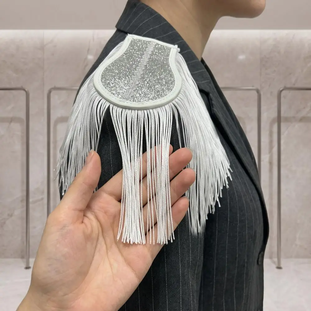 Symmetrical Shoulder Epaulettes Vintage Fringe Epaulettes Pair Textured Shoulder Chain Tassel for Cosplay for Costumes