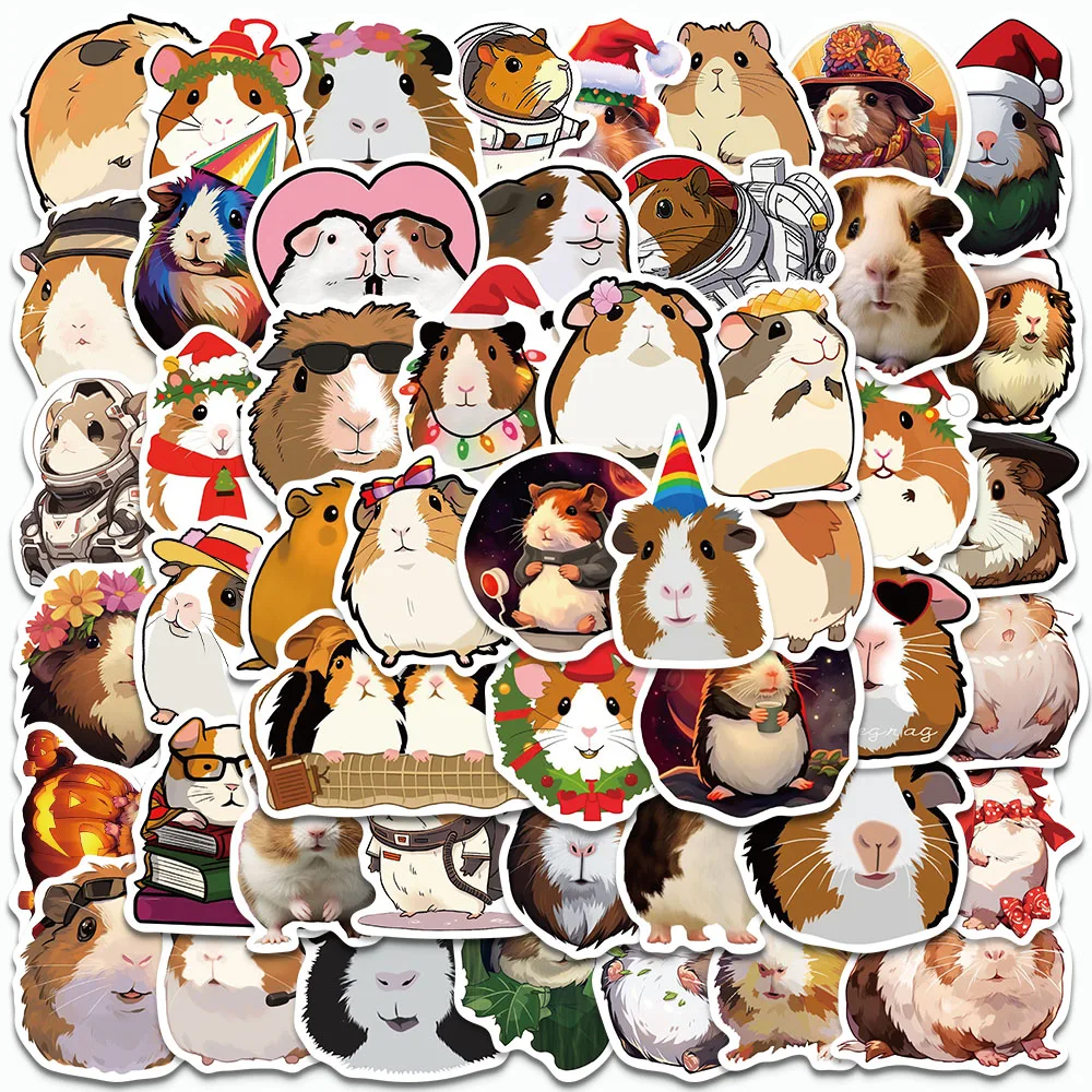 

50PCS Cartoon Guinea Pig Stickers Cute Animals Decorate Decal For Children's Gift Laptop Phone Guitar Luggage Graffiti Stickers