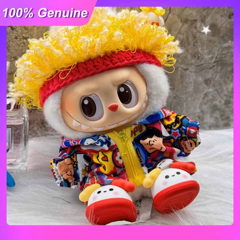 

New Suitable For 17cm Labubu Clothing V1/V2/V3 Generation 17cm Doll Clothes Original Coat Yellow Hair Wig Cap Puppy Shoes Suit