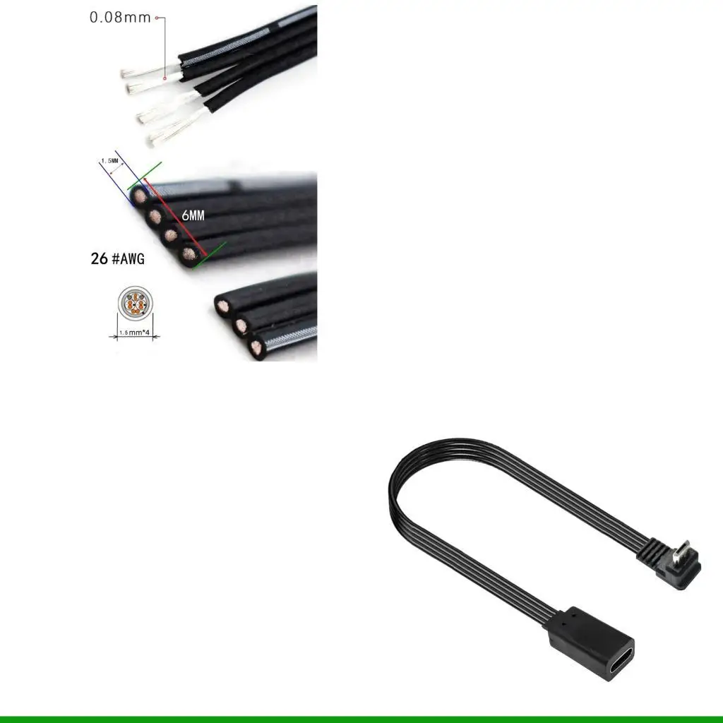 U55C Flexible USB C Female To Microed USB Male Converter Cable 10cm 20cm Silicone