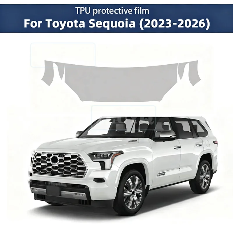 

For Toyota Sequoia 2023 2024 2025 2026 Car Bonnet Hood Fender Sticker Paint Protection Film Anti-Scratch Transparent TPU 8.5mil