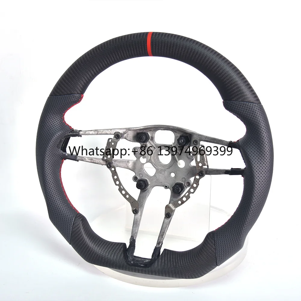 Suitable for Porsche 911 Modified Forged Carbon Fiber Steering Wheel Assembly Suede Perforated Leather Customized Upgrade