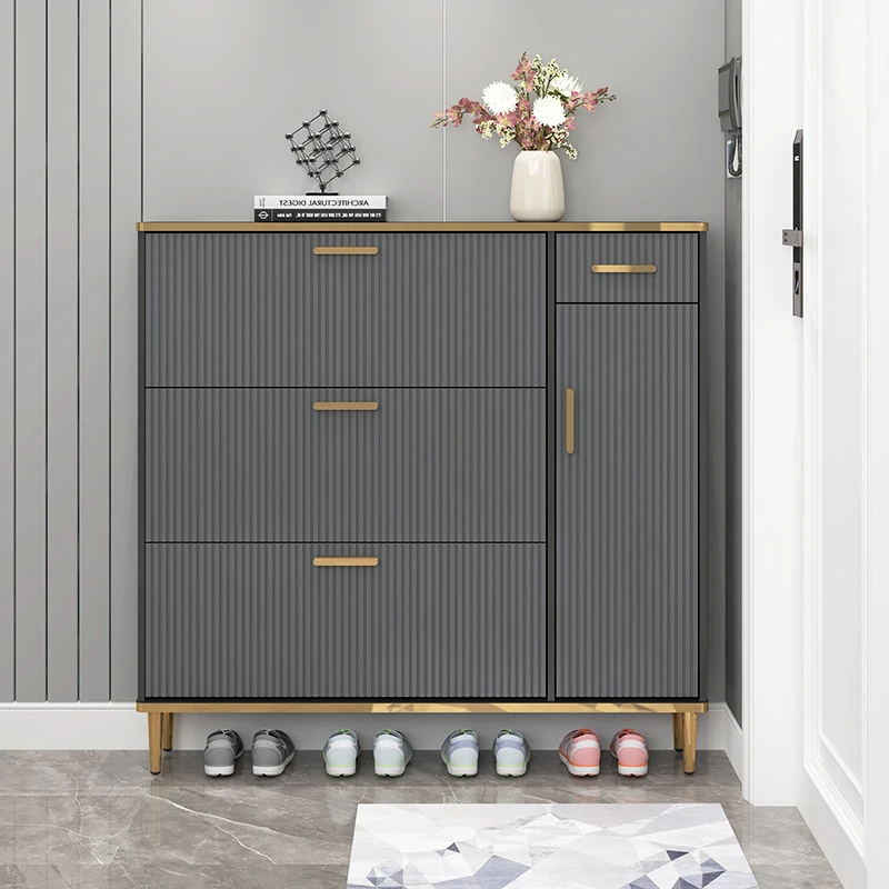 

Light Luxury Ultra-thin Solid Wood Clothings Vertical Shoes Cabinet Closed Storage Entrance Hall Organizer Household Furniture