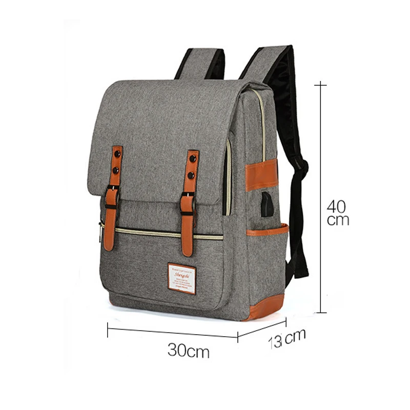 Waterproof Backpacks Vintage Unisex Large Capacity Men Travel Bag USB Charging School Books 16 Inch Laptop Backpack Mochila