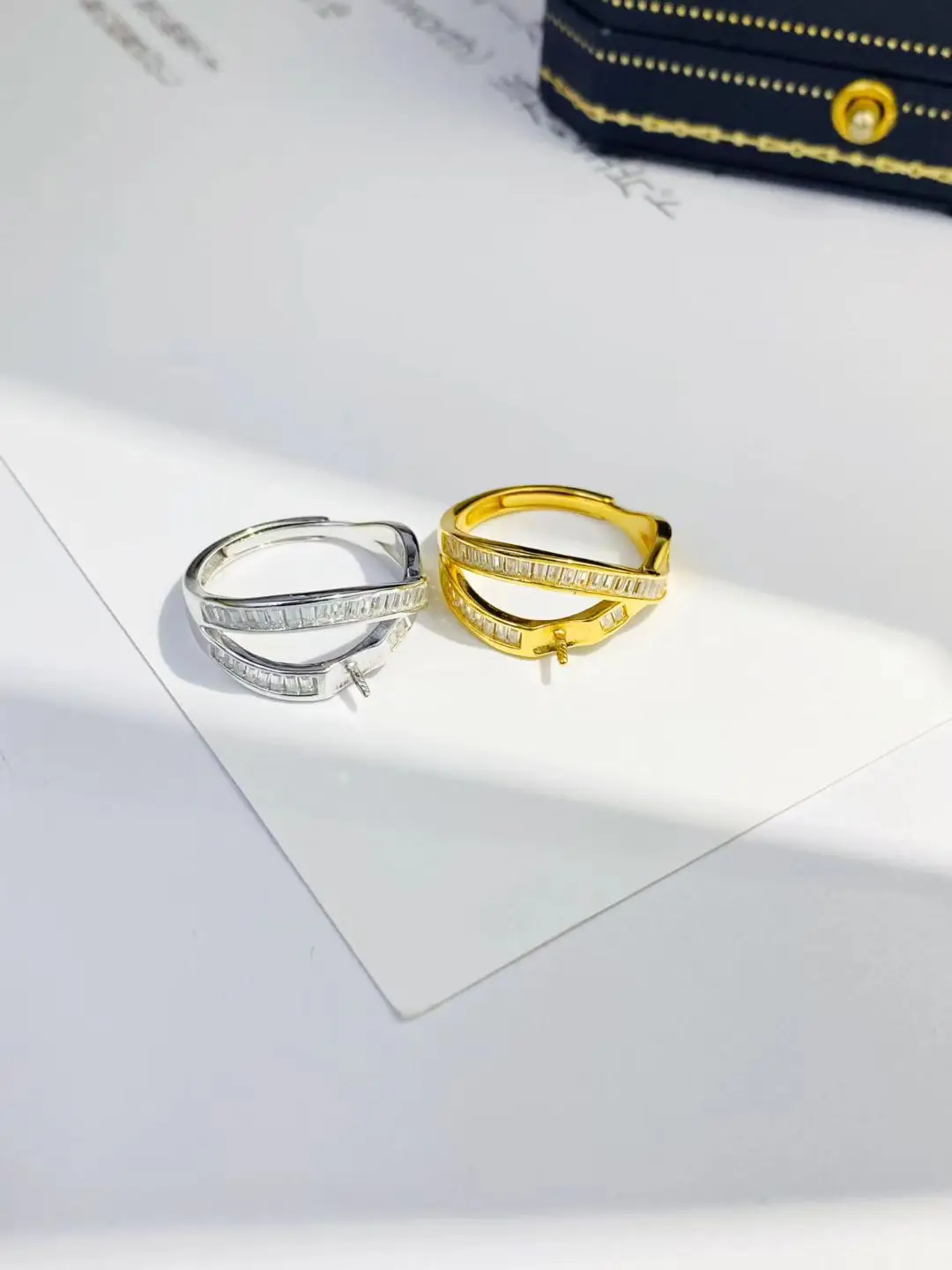 Wholesale 925 Sterling Silver Adjustable Ring Mount Settings Findings Mountings Accessory Parts for 6-7mm Pearls, 5pcs/lot