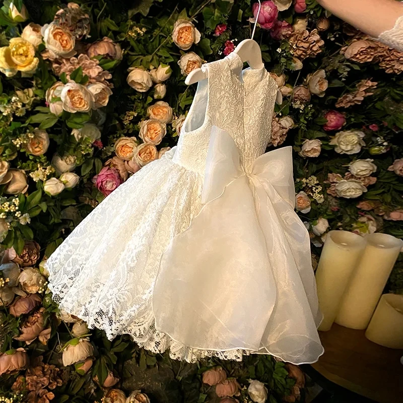 Robe d'été en dentelle pour filles de 1 à 6 ans, tenue de princesse mignonne, couleur unie, tenue de soirée de mariage élégante, nouvelle collection 2024