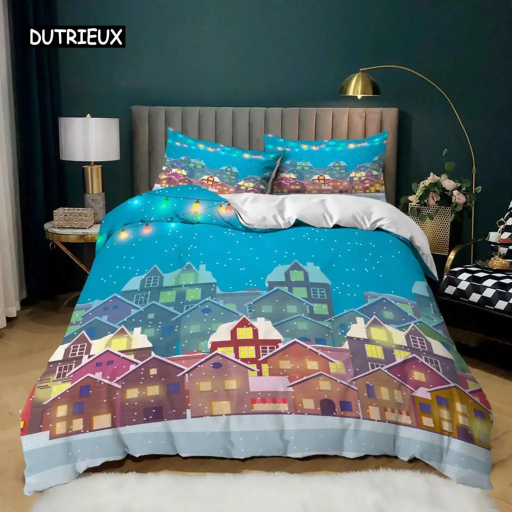 

Fairy Tale Town Duvet Cover Beautiful Cartoon Building Fairy Tale Town Twin Bedding Set Microfiber Queen King Size Quilt Cover