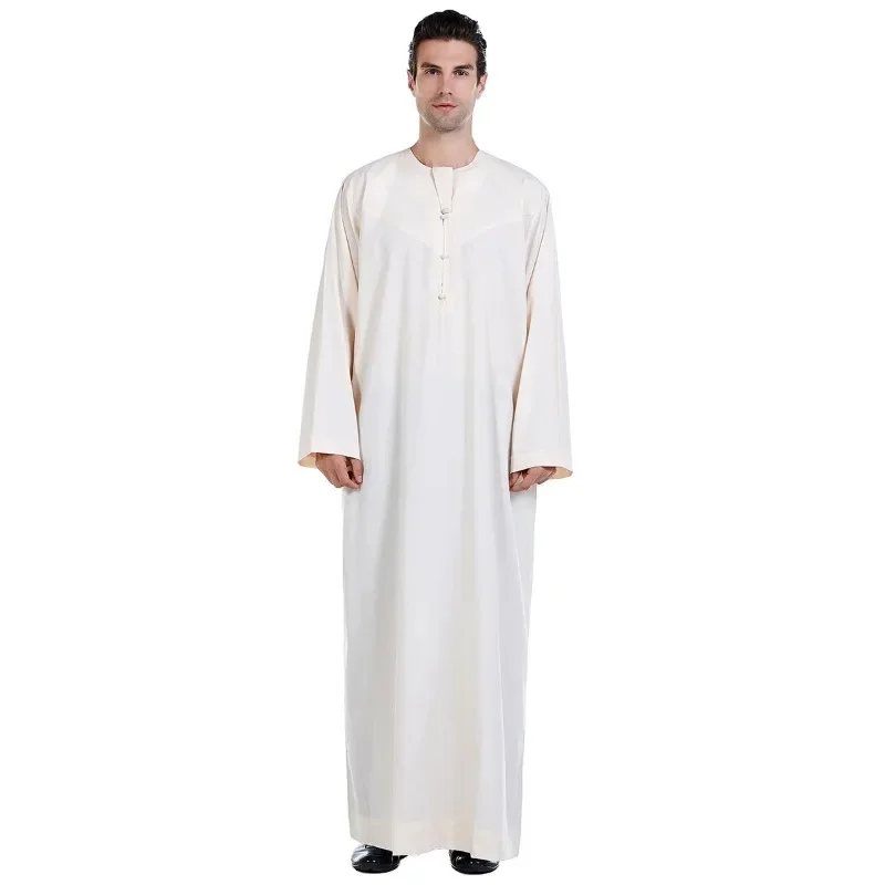 Muslimische Männer Jubba Thobe Herren Abaya Langes Kleid Islamische Eid 2025, Ramadan Lange Robe Saudi Musulmane Tragen Sie Kaftan Dubai Arabische Kleider