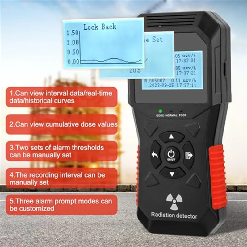 

AB47-1 PCS Black ABS Geiger Counter Nuclear Radiation Detector Rechargeable Portable Radiation Monitor