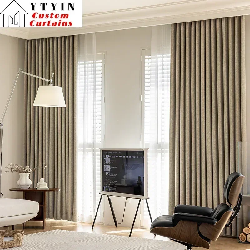 

New Daoxiang Medium Antique Style Blackout Chenille Grain Texture Curtains for Living Room Bedroom Dining Study Hall Custom Size