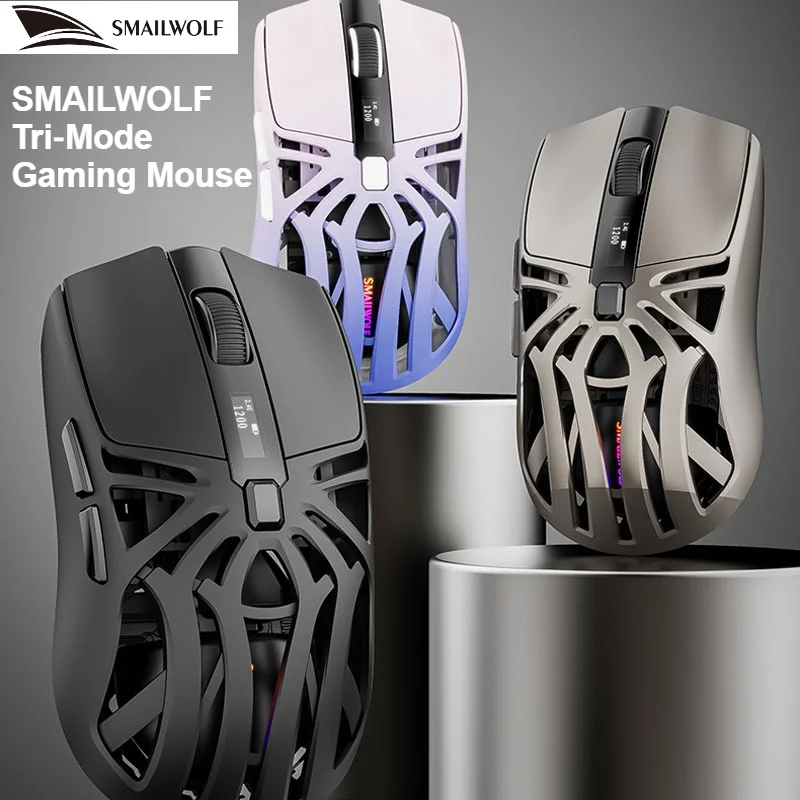

SMAILWOLF Gaming Mouse Tri‑Mode Rechargeable Lightweight Ergonomic RGB Backlit With Digital Display For PC Laptop Gamers