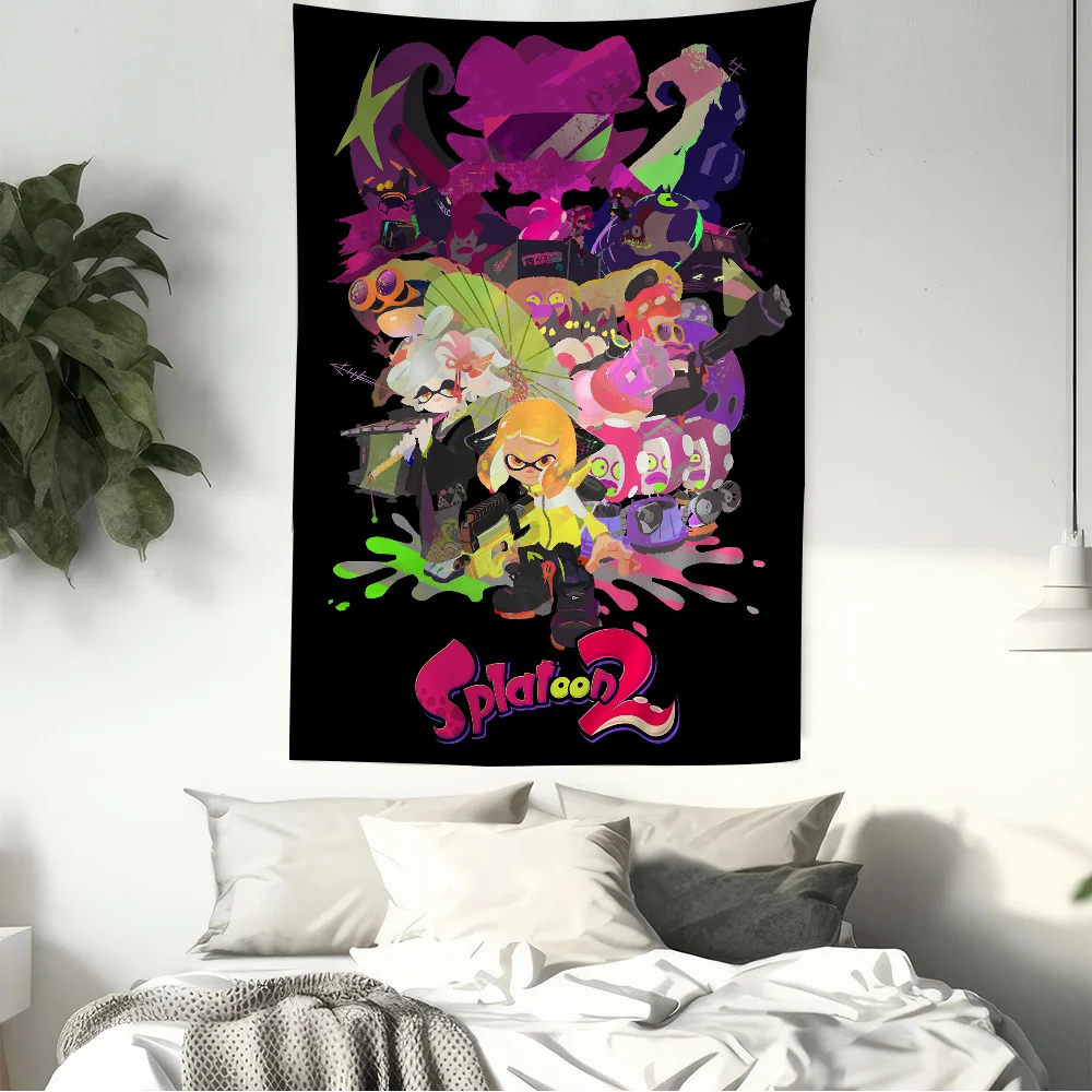 Game Splatoons Printed Large Wall Tapestry Hanging Tarot Hippie Wall Rugs Dorm Art Home Decor