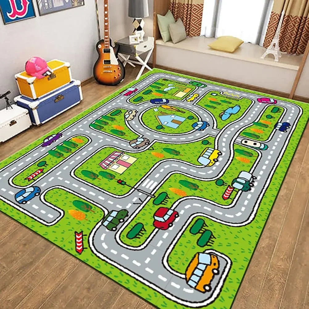 Children\'s Play Room Carpet , Road and Street Traffic Carpets Puzzle Game Floor Mat for Bath Living Room Baby Room Bedroom Decor