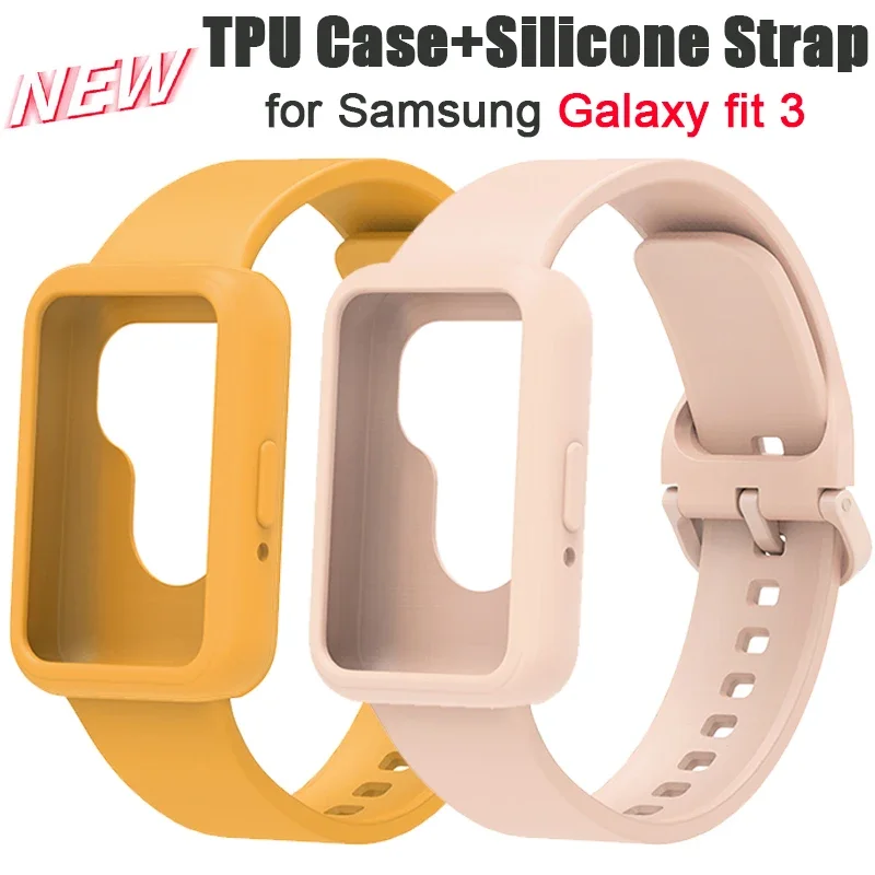 Case+Band for Samsung Galaxy fit 3 Protective Soft TPU Cover+Bracelet for Galaxy fit 3 Bumper Sports Strap Watch Accessories