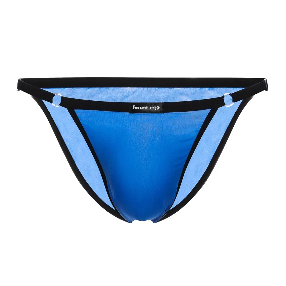 Bikini de hilo erótico para hombre, Tanga ajustable de seda helada, fina, transpirable, de secado rápido, Sexy, con horquilla alta, translúcido,