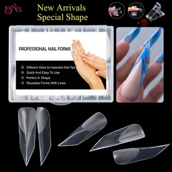 BNG forma especial forma de prego para construtor gel reutilizável acrílico unhas formas duplas com clipes moldes superiores dicas de unhas falsas para manicure