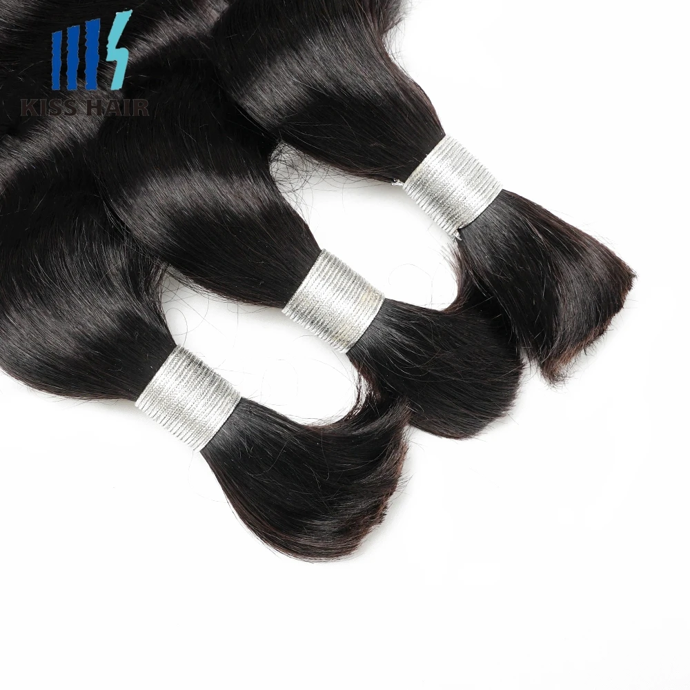 Body Wave Remy Hair Extension, Bulk Cabelo Humano para Trança, Pacotes de Cor Preta sem Tramas, 1kg, 16 a 30 Polegada, Fábrica Atacado