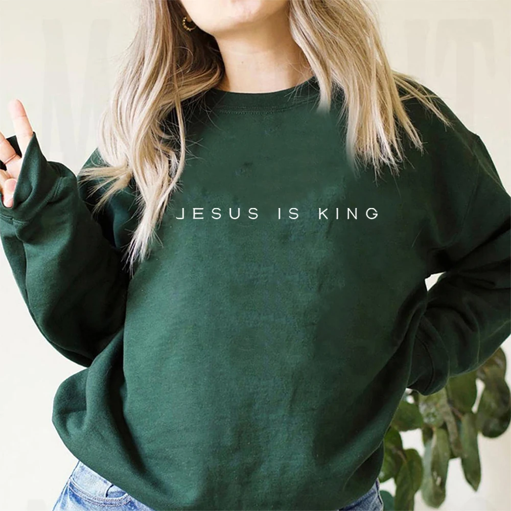 Jesus ist König Sweatshirt Jesus Shirt Christian Apparel Christian Pullover Christian Streetwear Langarm Sweatshirts