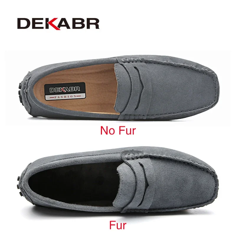 DEKABR Spring Summer New Men\'s Loafers Comfortable Flat Casual Shoes Men Breathable Slip-On Soft Leather Driving Shoes Moccasins