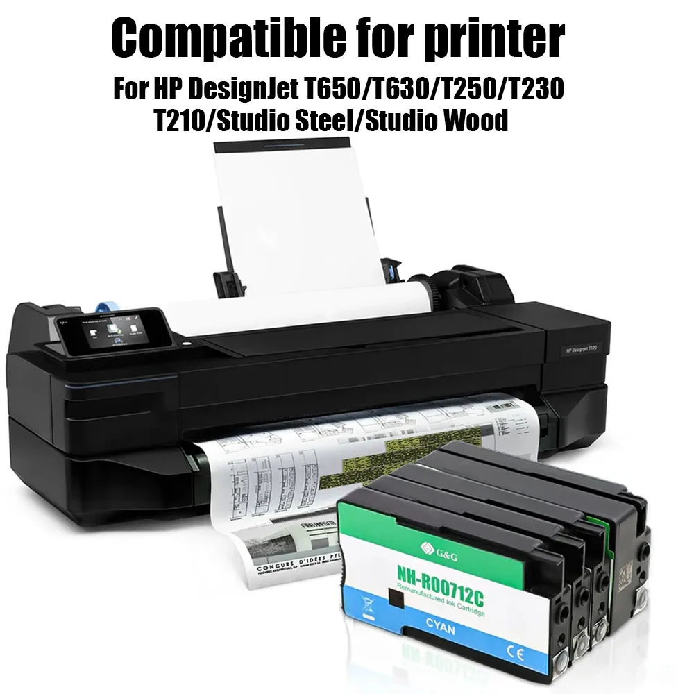 For hp 712 712XL Replacement Compatible Ink Cartridge For HP DesignJet T650 T630 T250 T230 T210 Studio Steel Studio Wood