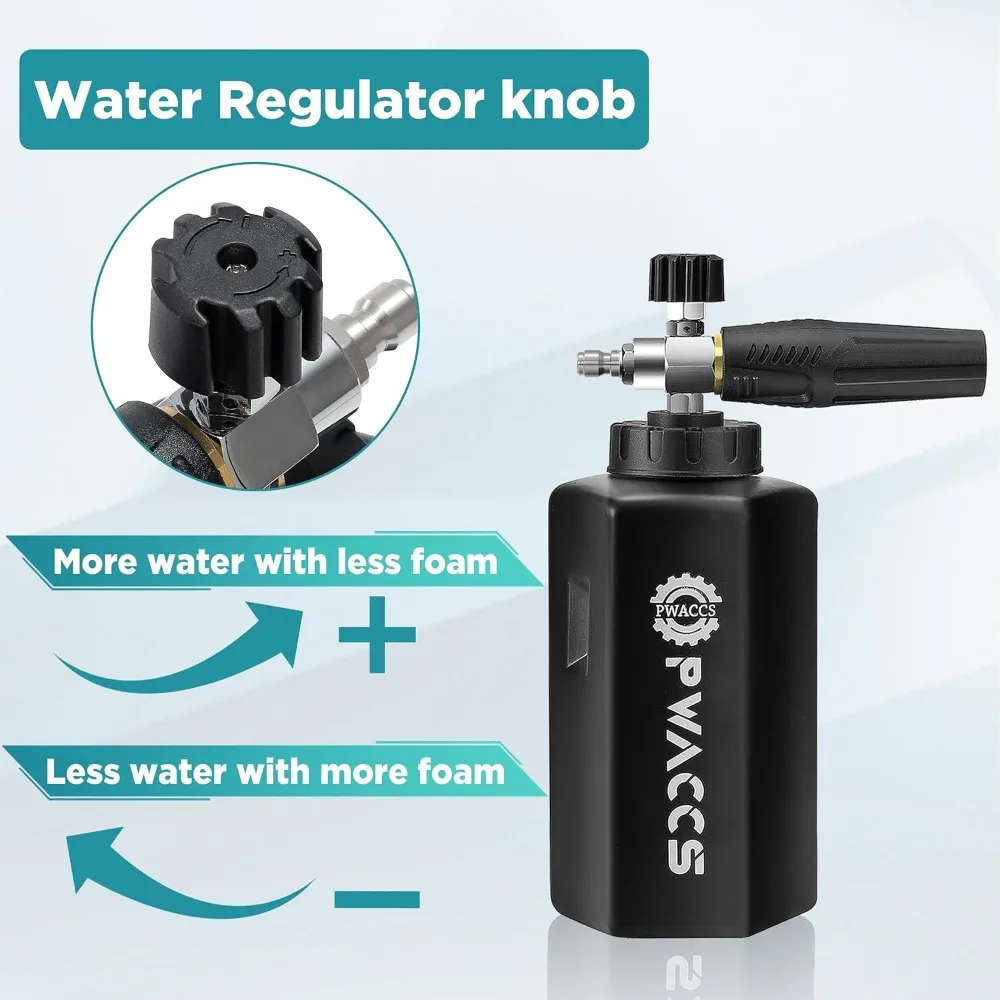Pistola de espuma para lavadora de pressão com conector duplo, 4000 PSI, kit de lavagem de carro de 1,5L