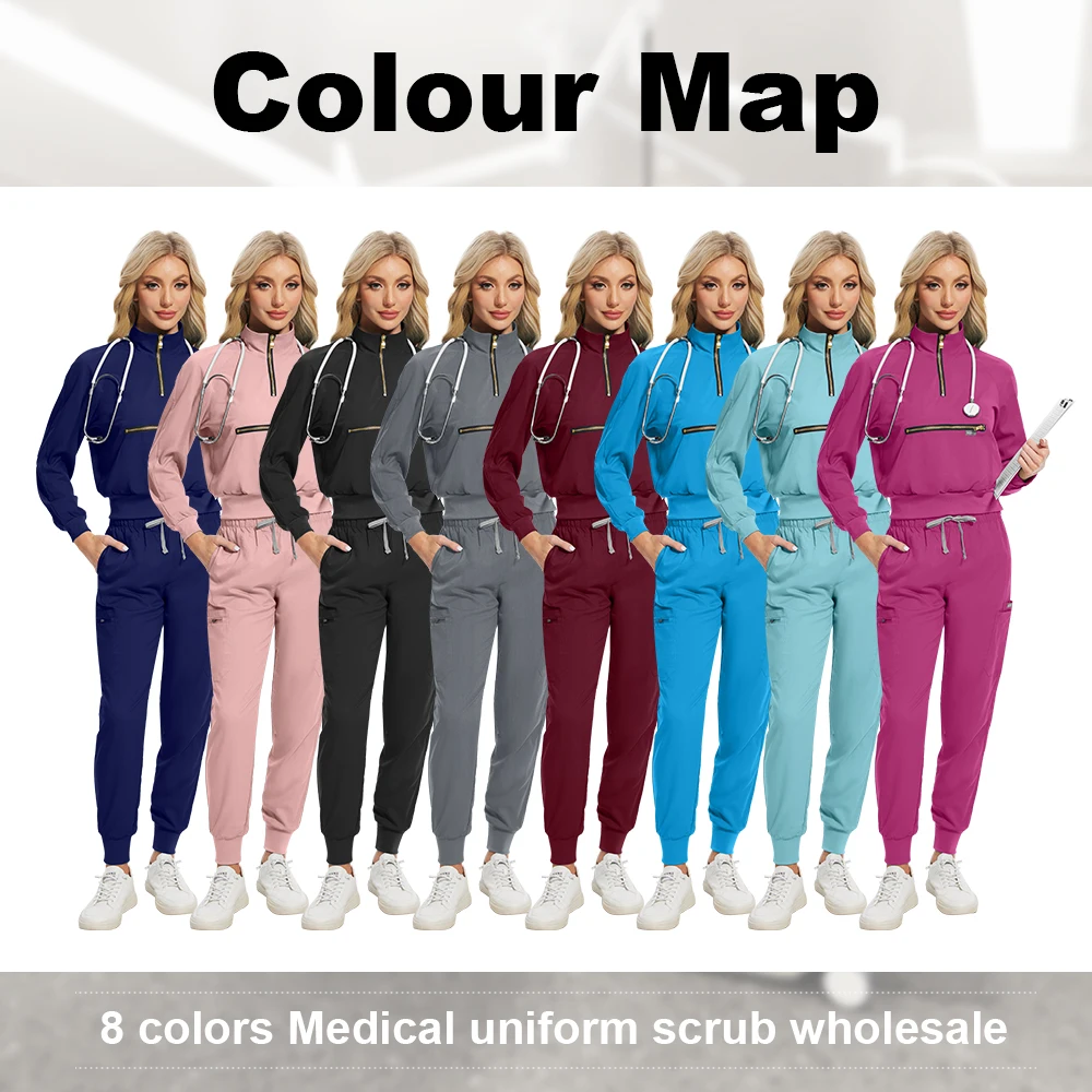 도매 간호 기사 병원 의료 유니폼 간호사 스크럽 정장 탑 조깅 바지 세트 애완 동물 클리닉 수의학 유니폼 소프트