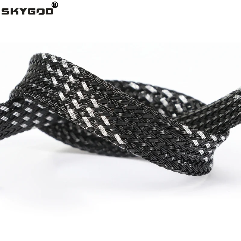 

1~50m PET Braid Sleeve Black Silver 2/4/6/8/10/12/14/16/20/25mm High Density Snake Skin Cable Wrap Sheath For Electric Cables