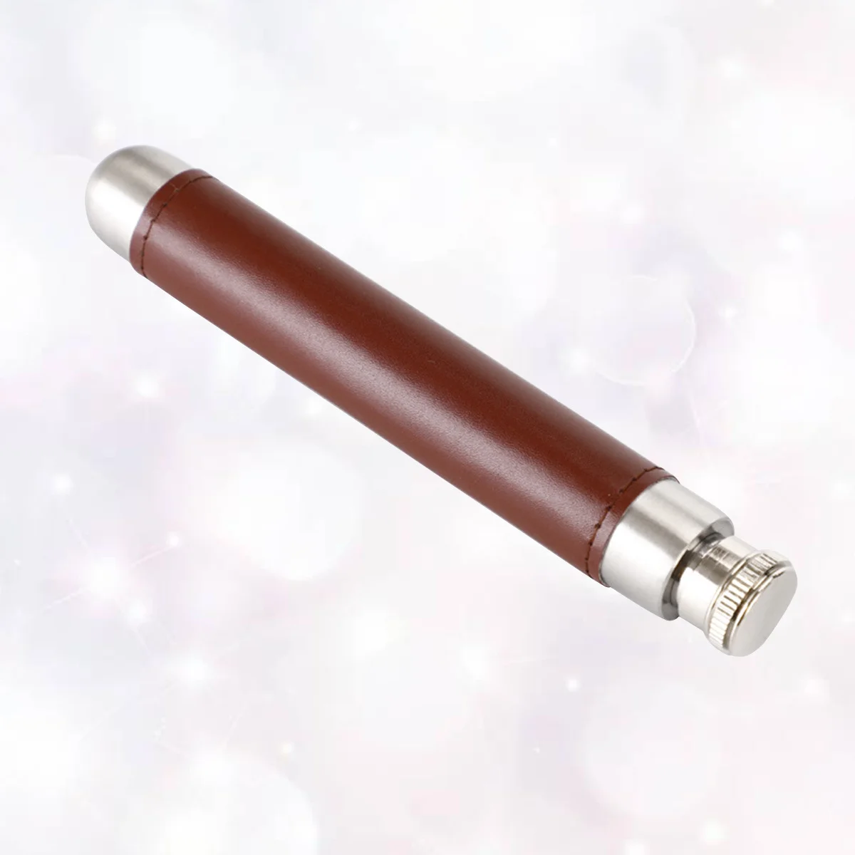 

1Pcs 45ml Portable Wine Pot Stainless Steel Mini Cup Cover Brown Silver Gift Cigarette Case Mini Wine Tube