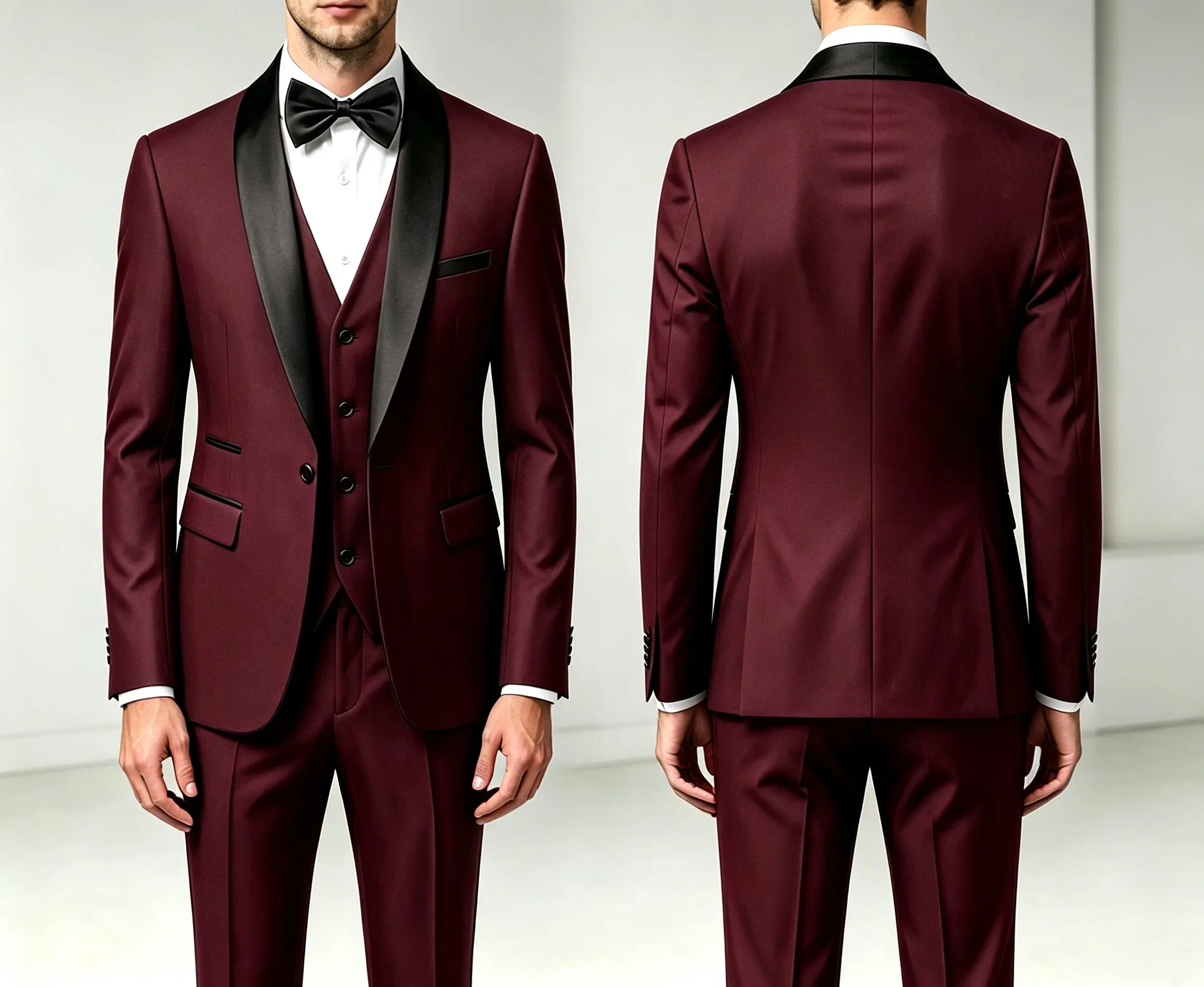 Traje de 3 Piezas para Hombre con Chaleco y Pantalones Largos, Corte Simple, Estilo Chal, para Bodas, Banquetes, Fiestas y Eventos de Negocios