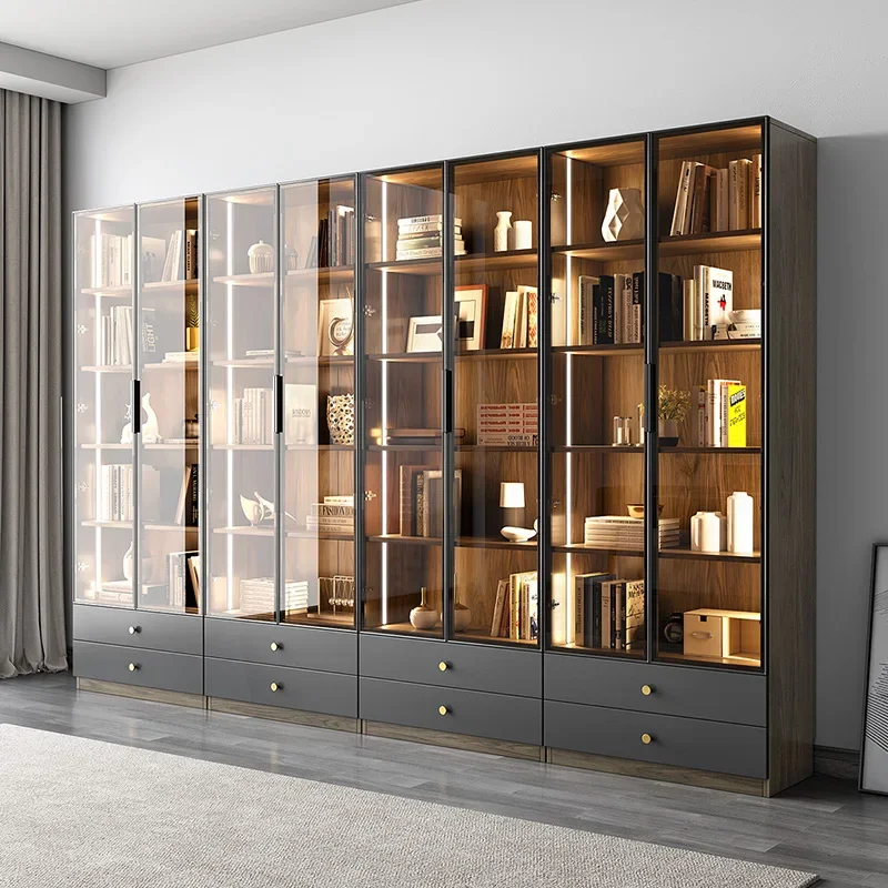 

Bookcase Nordic Small Apartment Glass Door Unique Study Bookcase Storage Simple Modern Cabinet Bookshelf Cabinet