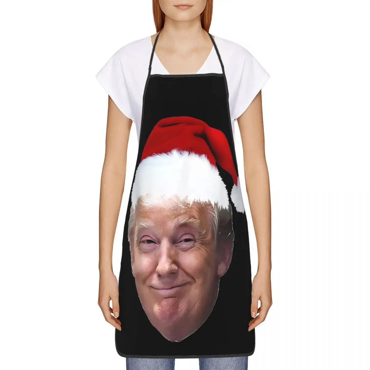 Donald Trump Christmas Apron Cuisine Cooking Baking Household Cleaning Painting MAGA Santa Xmas Aprons Kitchen Funny Pinafore