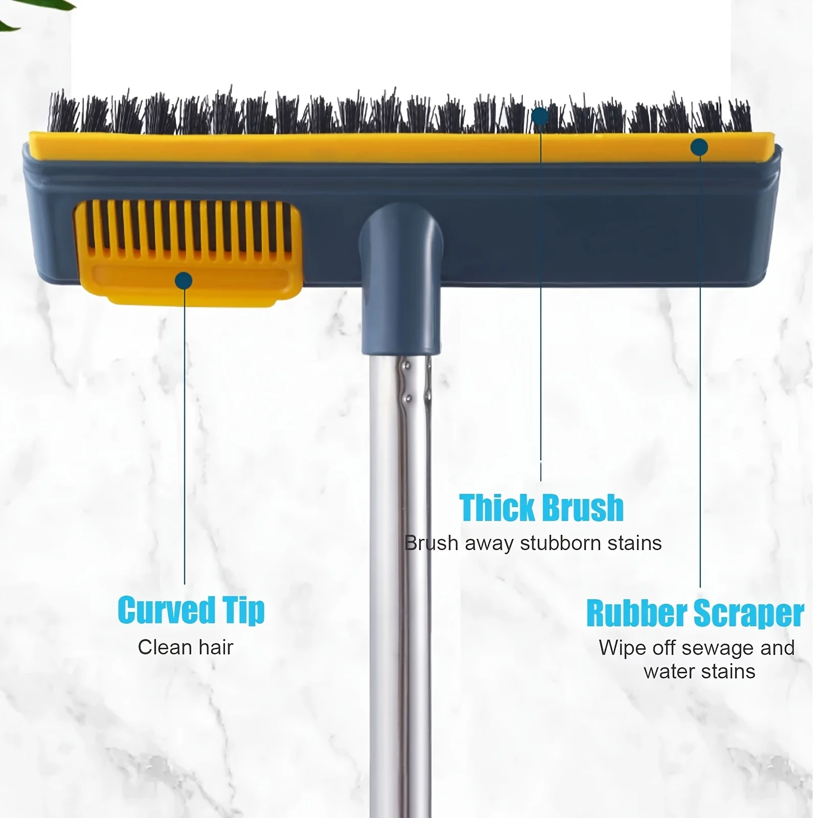 1pc Bathroom Floor Brush, Long Handle Cleaning Brush, No Dead Corner, Hard Bristles, Essential Cleaning Supplies & Tool