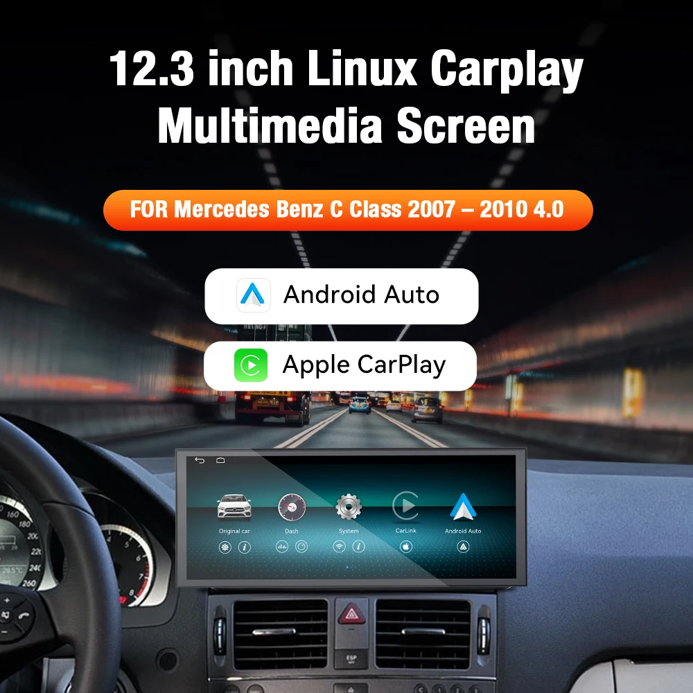 ZWNAV 12.3 Inch Car Radio FOR Mercedes Benz C Class 2007-2010 4.0 GPS Navigation With Touch Screen Wireless Carplay FM AM DSP