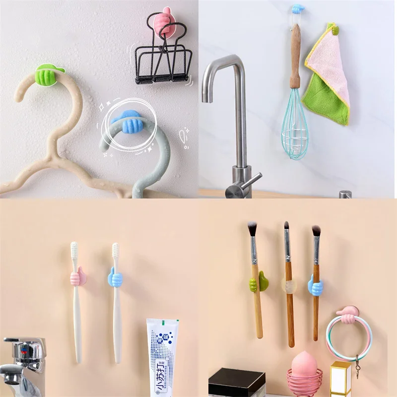 5-50PCS Silicone Thumb Wall Hook Cable Management Wire Organizer Clips Wall Hooks Hanger Storage Holder For Kitchen Bathroom