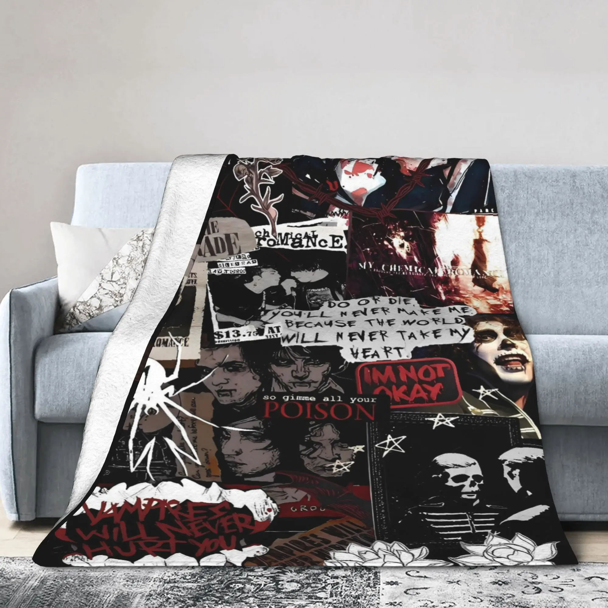 My Chemical Romance Danger Days Spider Flannel Blanket Soft Durable Throw Blanket for Couch Bed Travel Bedspread Sofa Bed Cover