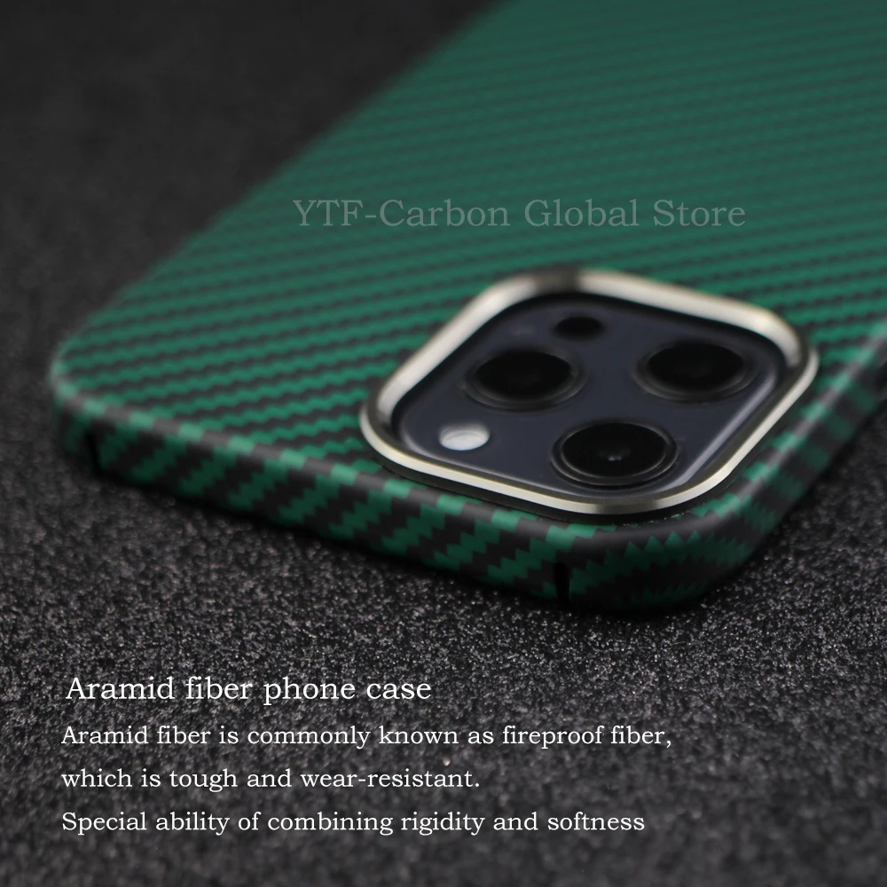 YTF-Carbon Carbon Case For  iPhone 12 Pro Max Case,Aramid Fiber Minimalist Men Cover,iphone 12 mini 12 Pro 5G (Metal ring)shell