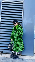 Nuovo arrivo moda neonata vestiti invernali lunghi cappotti di pelliccia monopetto nero verde Plaid Outwears abbigliamento per bambini